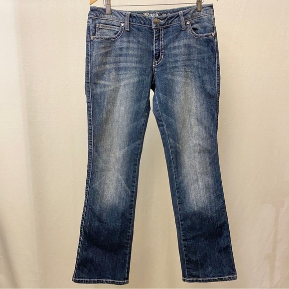 Wrangler 9/10 Rock 47 Ultra Low Rise Jeans Bootcut Womens Colorful Wings Stretch - Picture 11 of 13